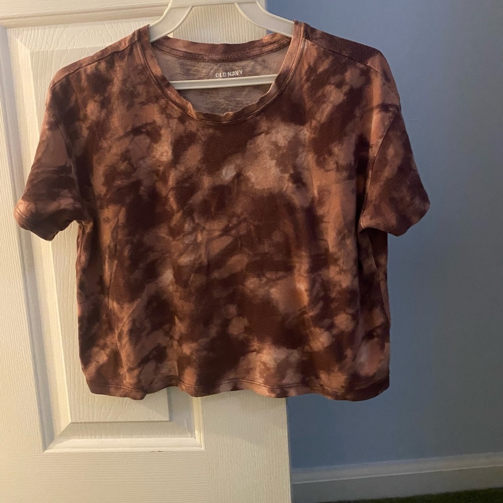 Old Navy Brown and White Crop T-Shirt